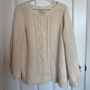 Jones New York Cream Cotton Cable Knit Sweater - plu size 1x